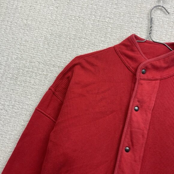 Vintage Yves Saint Laurent Menswear Waffle Knit Button Up Jacket Sz L Fire Red - Picture 4 of 14